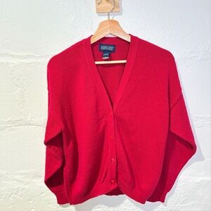 Lands' End Vintage Hot Pink V-Neck Button Cardigan
